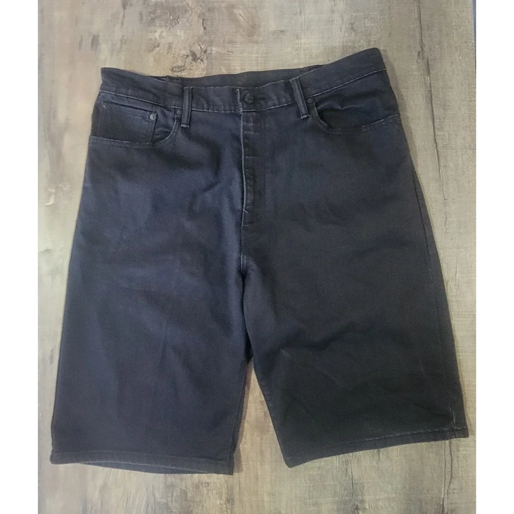 Levis 569 Shorts Mens 38 Black Denim Loose Fit Long 11